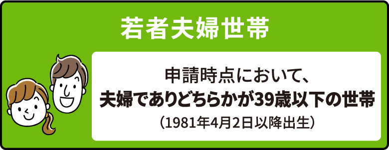 若者夫婦世帯 どちらかが39歳以下 夫婦いずれかが1981年4月2日以降出生の世帯