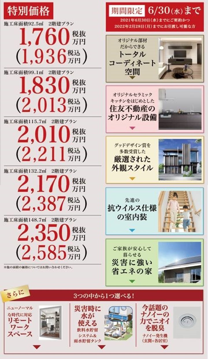 住友不動産 新商品誕生 モニターハウス特別価格キャンペーン 毎日ハウジング枚方住宅展示場 住宅展示場一覧 家サイト 住宅展示場ガイド